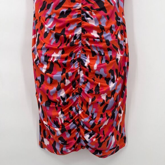 Mioh Women’s Cocktail Abstract Print Ruched Sheath Mini Dress Multicolor Size M - Picture 3 of 12